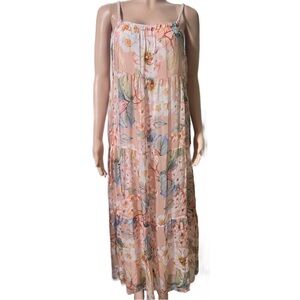 Floral Maxi Dress in Pink and Cream